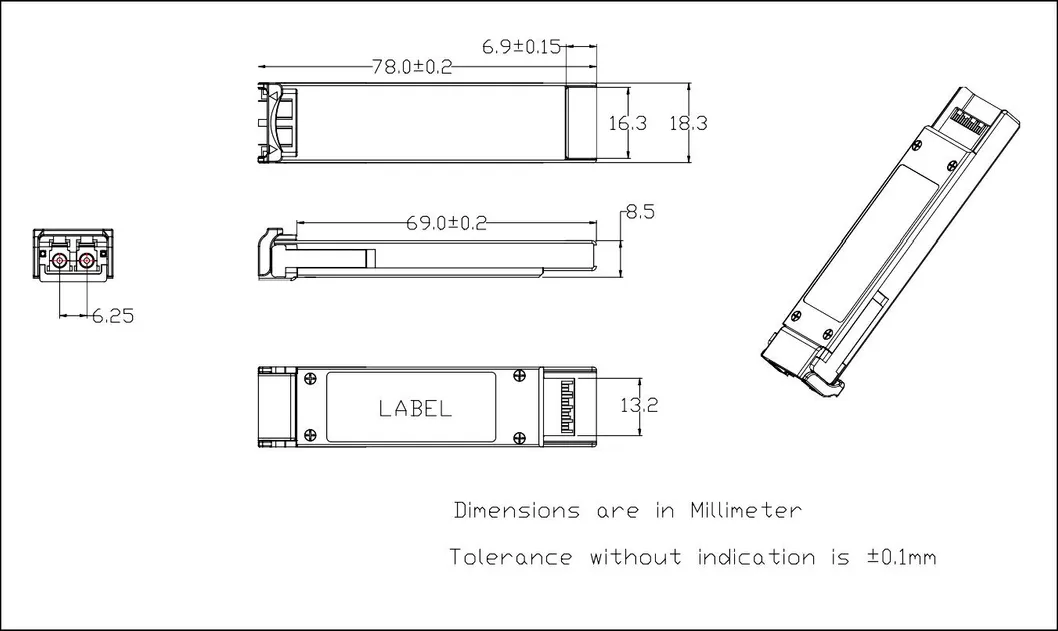 Optical Fiber RoHS Compliant 10gbps 80km Tunable XFP Optical Transceiver