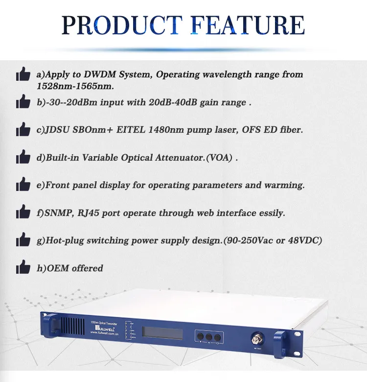 Pre DWDM EDFA Input -30~-20dBm Gain 20~40dB